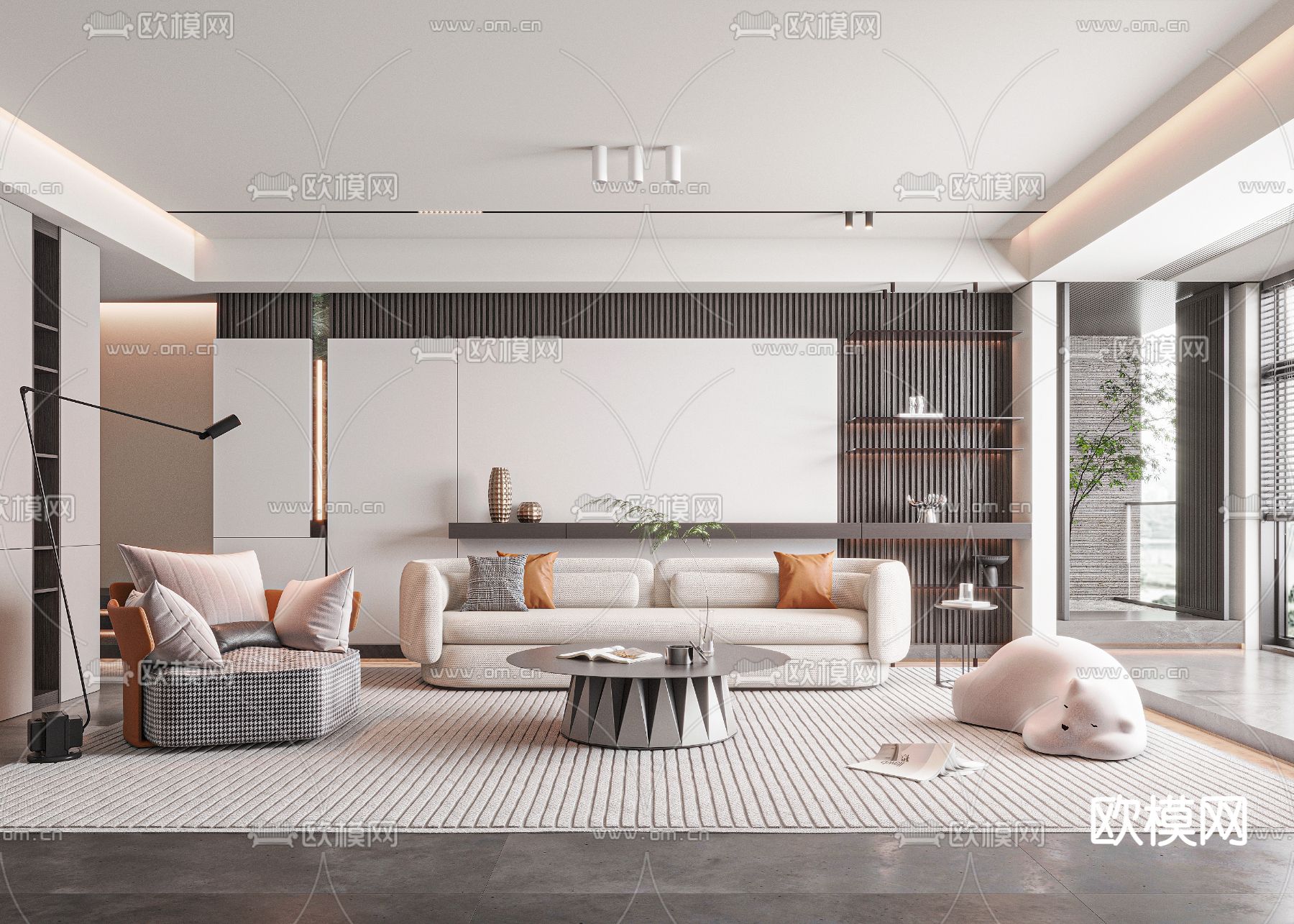 B&B 组合沙发 客厅3d模型下载（渲染图1）