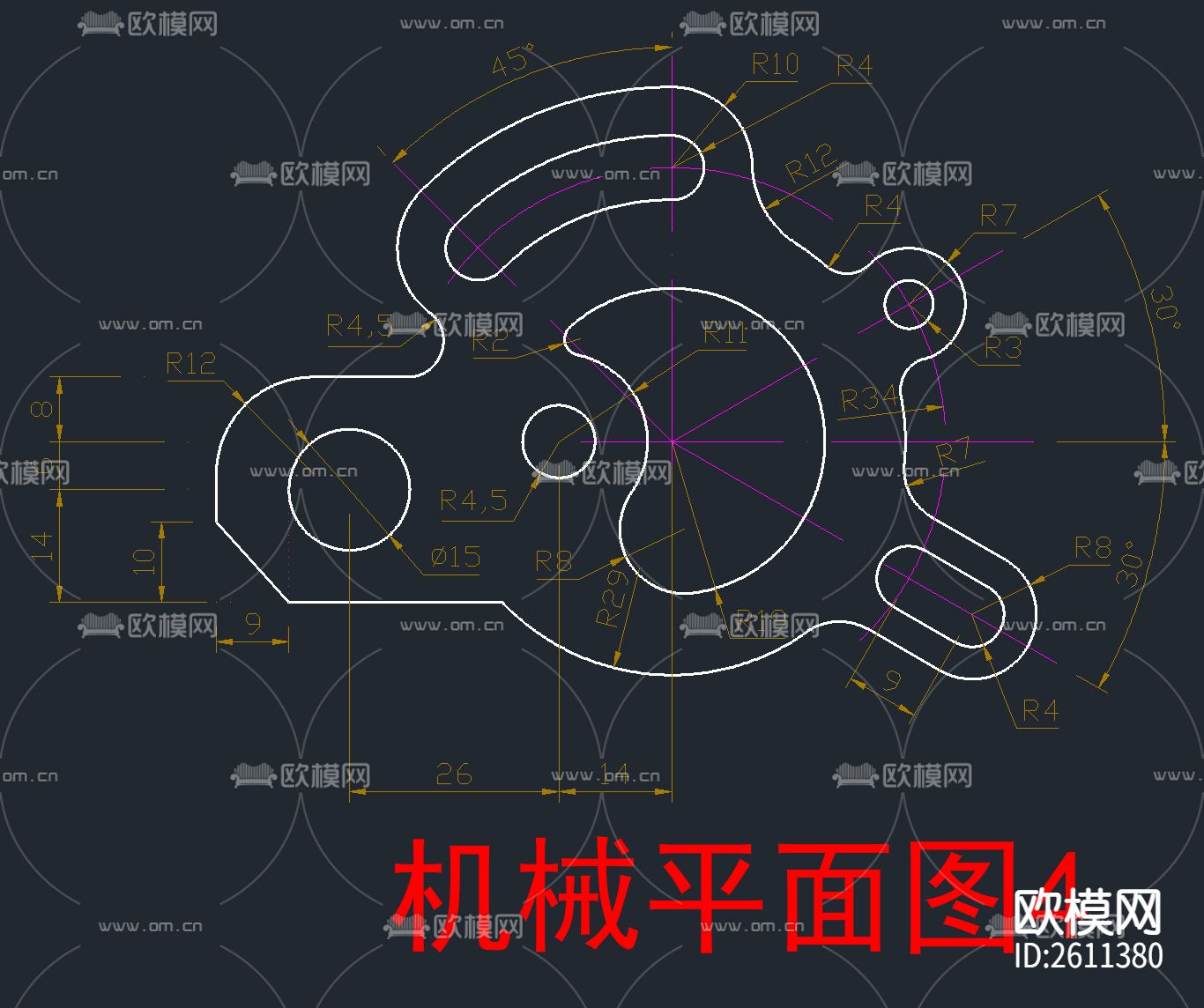 300套绘图练习素材CAD图库下载（渲染图4）