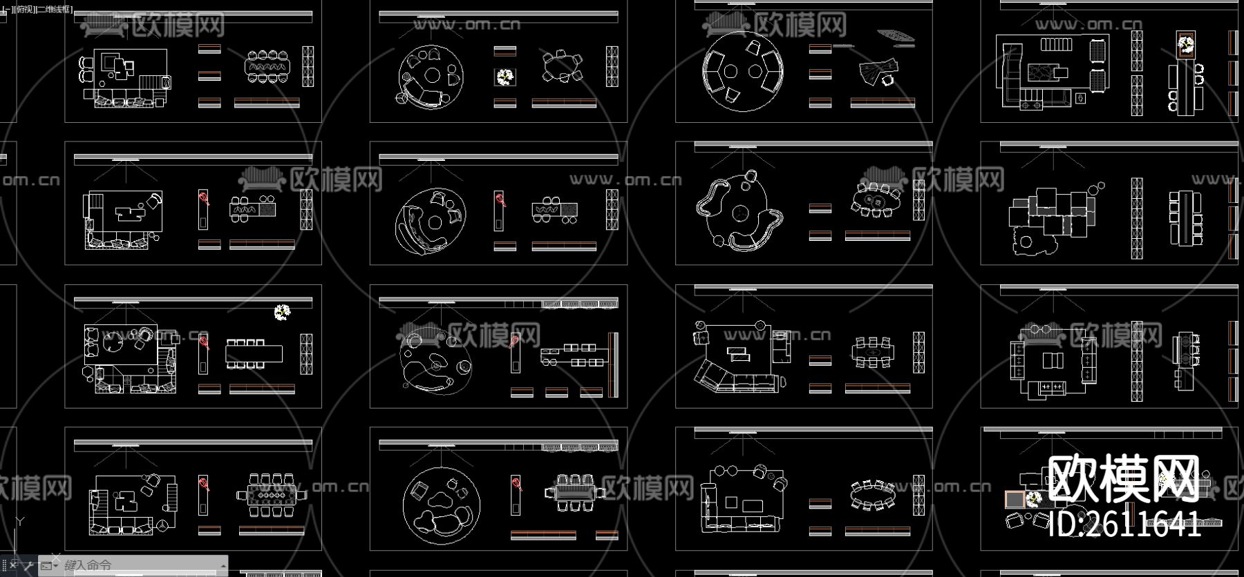 客餐厅组合布局CAD施工图下载（渲染图5）