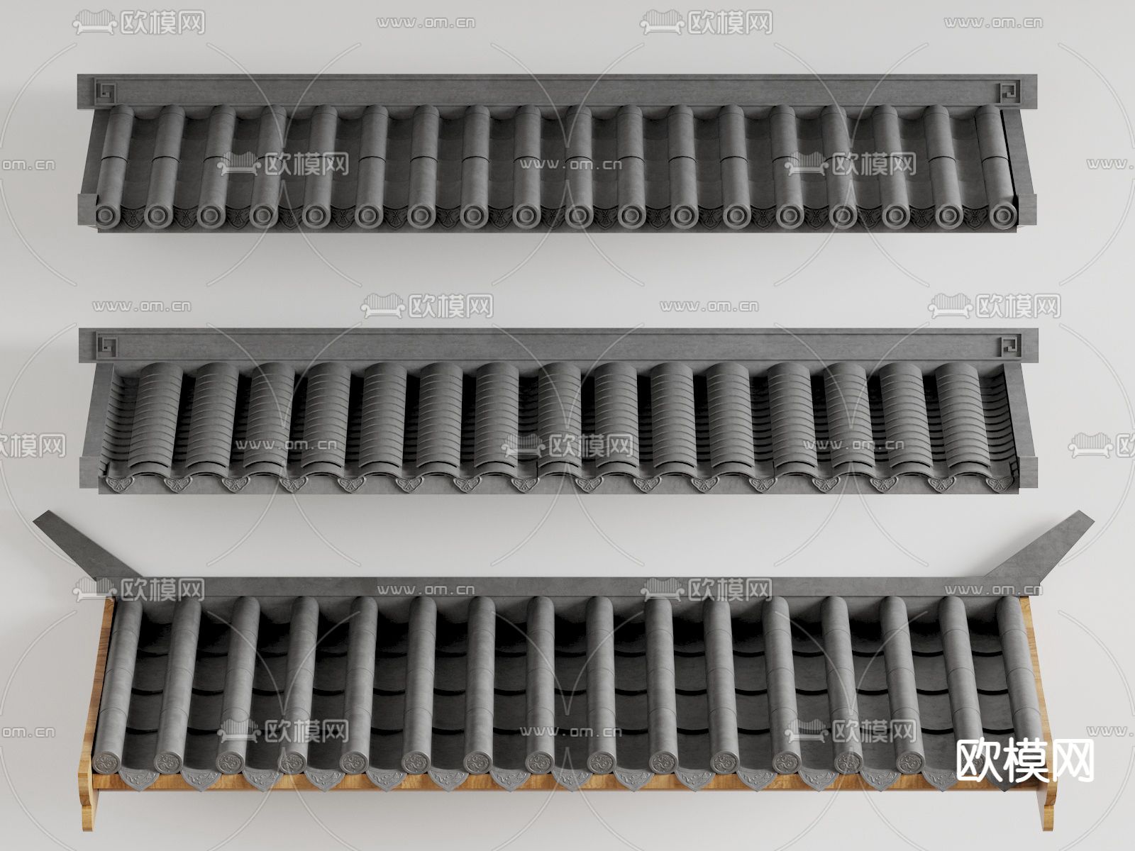 中式屋檐 屋顶 瓦片3d模型下载