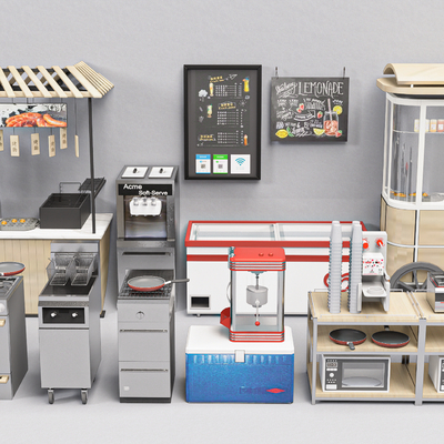  推车 摊位 售货摊su模型 