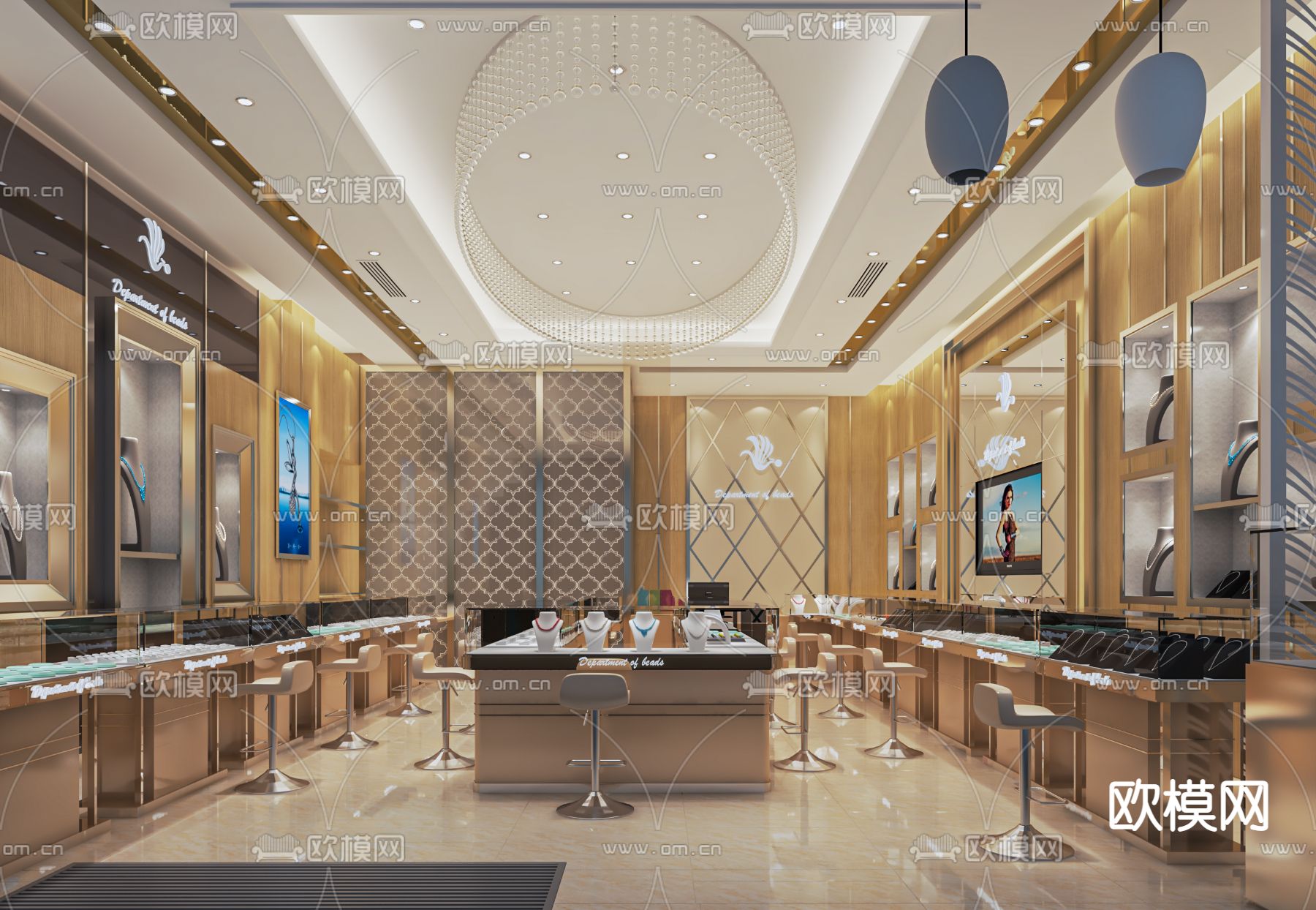 轻奢珠宝店su模型下载