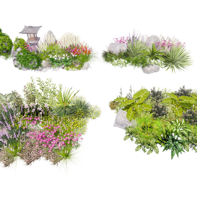  灌木丛 植物堆su模型 