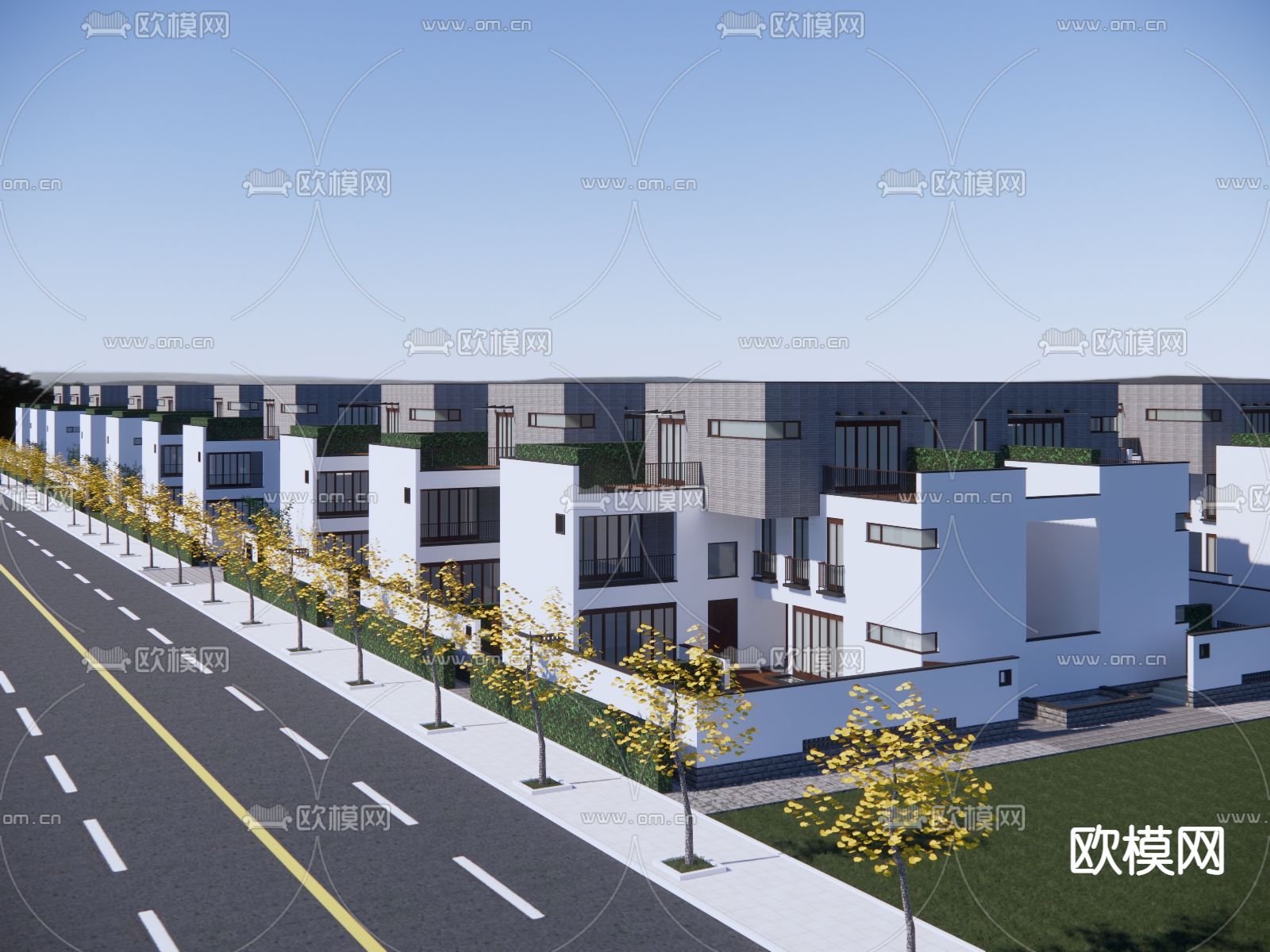 别墅群鸟瞰su模型下载（渲染图3）