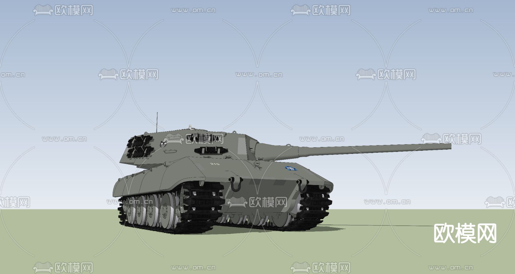 重型坦克su模型下载（渲染图1）