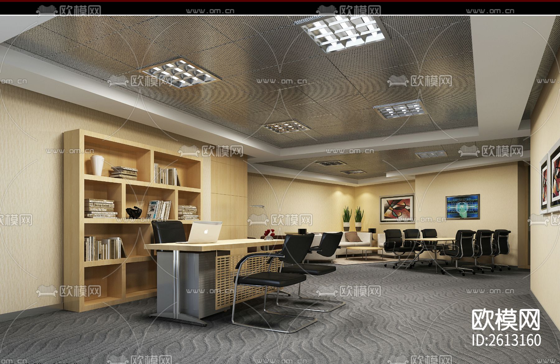 办公楼CAD施工图下载（渲染图2）