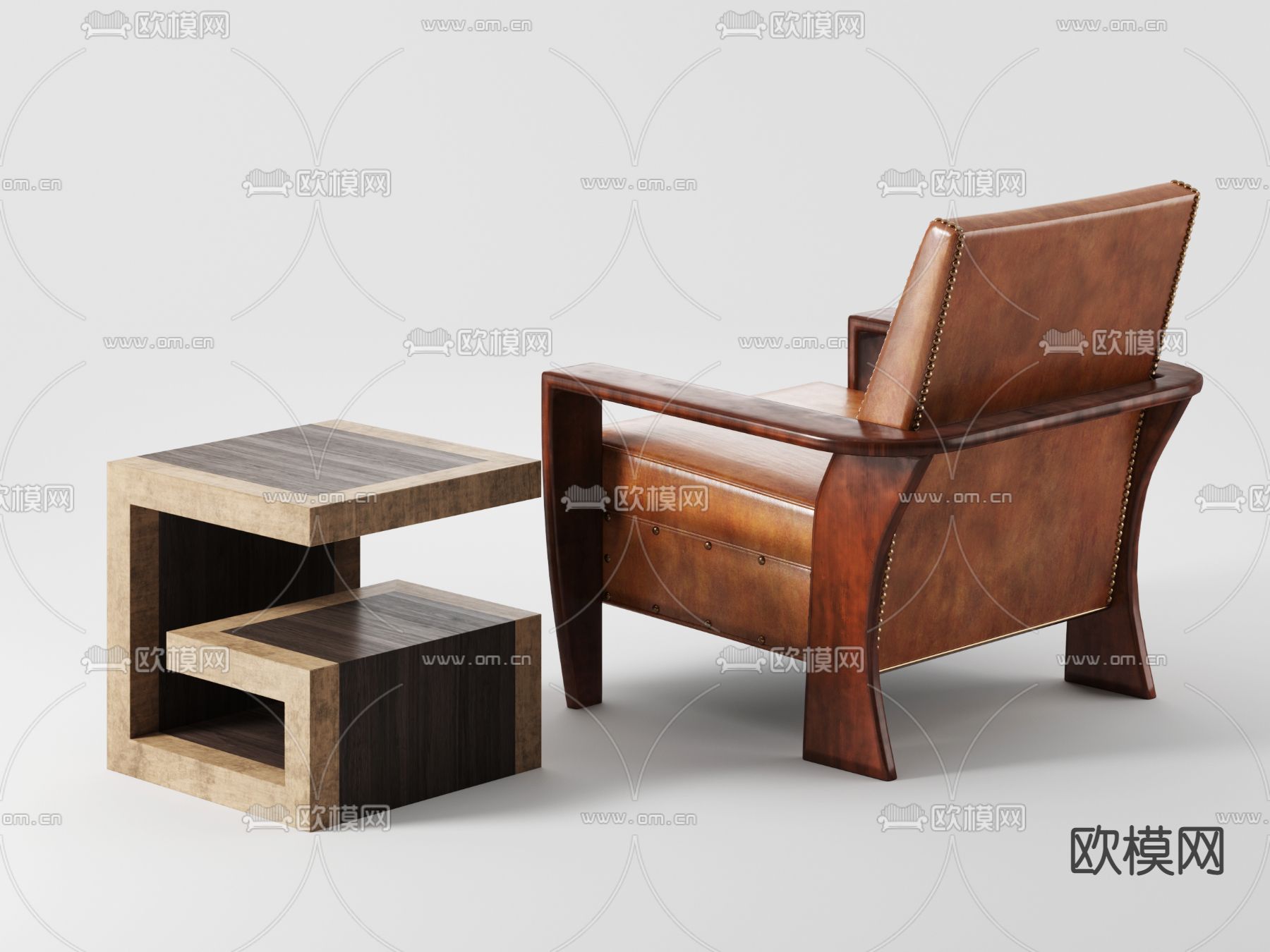美式单人沙发3d模型下载（渲染图2）