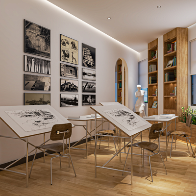  现代美术教室su模型 