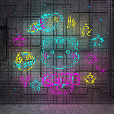  霓虹灯 国潮灯 装饰灯su模型 