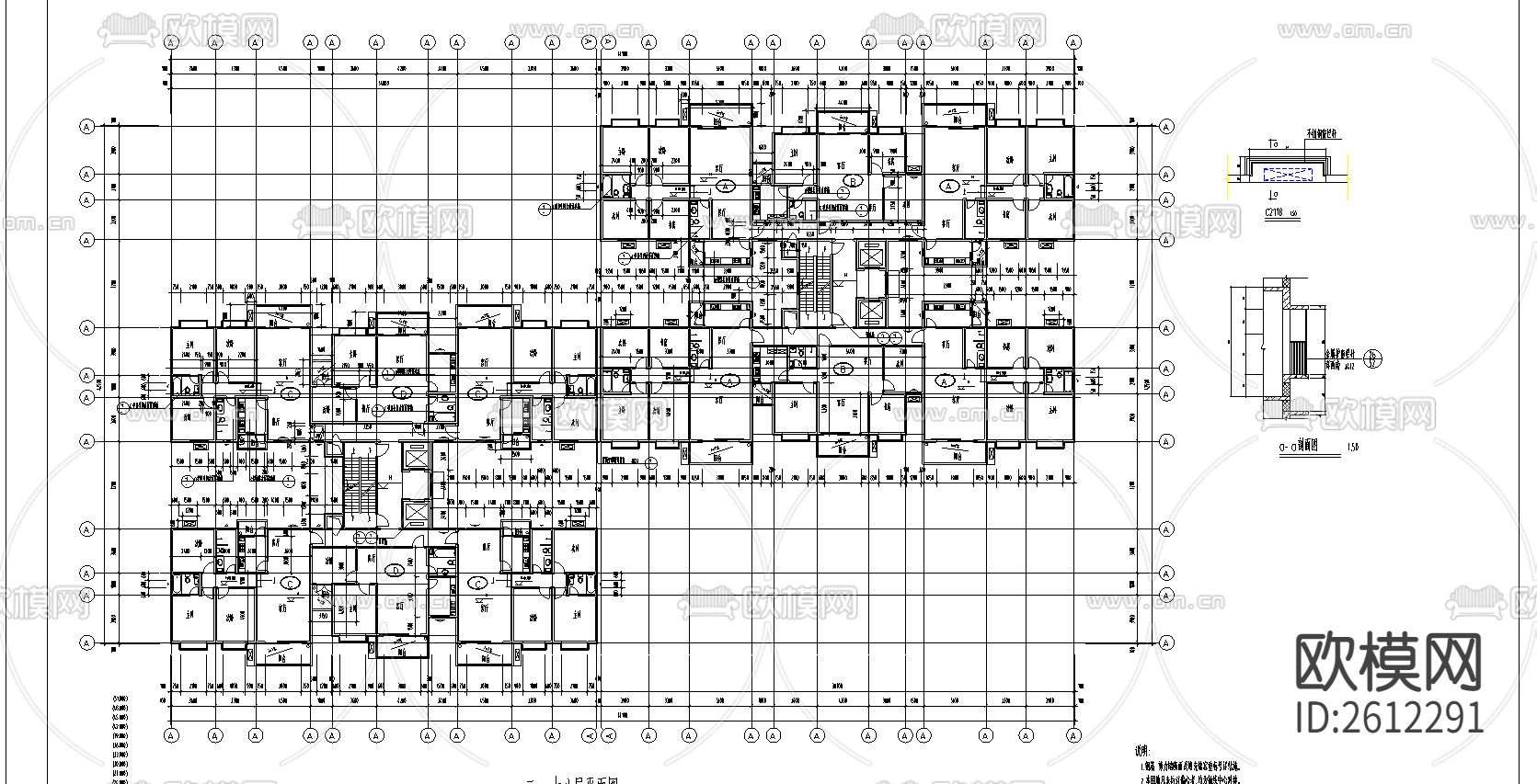 学校住宅楼建筑cad施工图下载（渲染图2）
