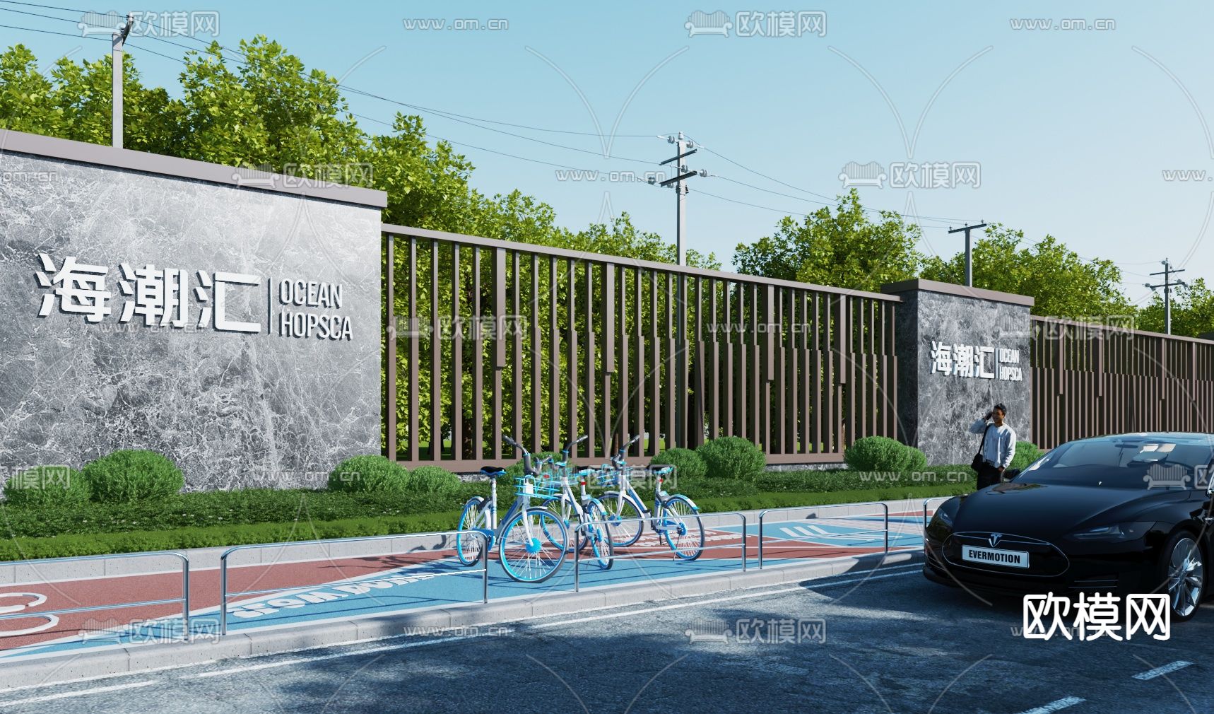 围墙 护栏 围栏3d模型下载