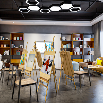  现代美术教室su模型 