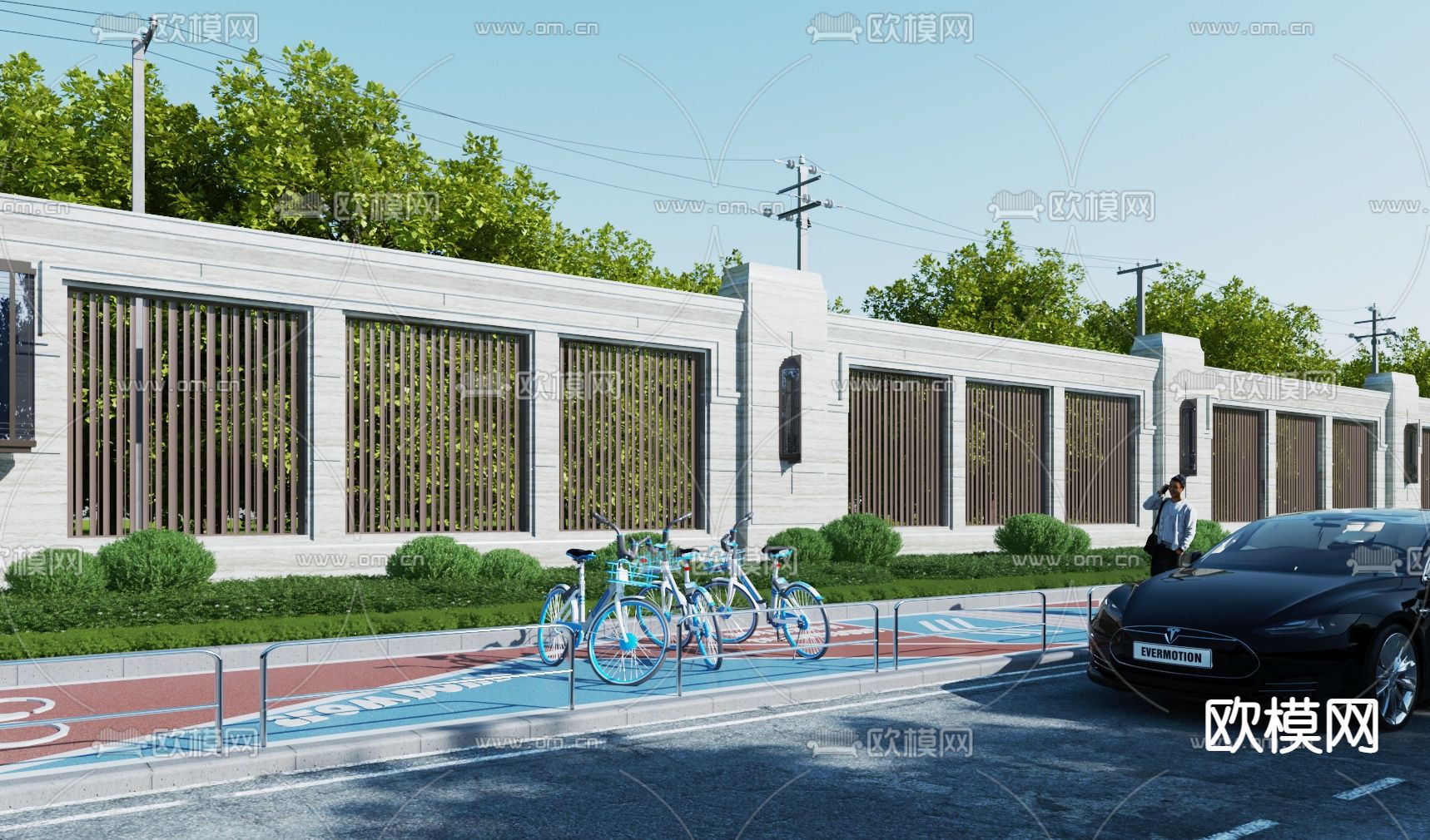 围墙 护栏 围栏3d模型下载