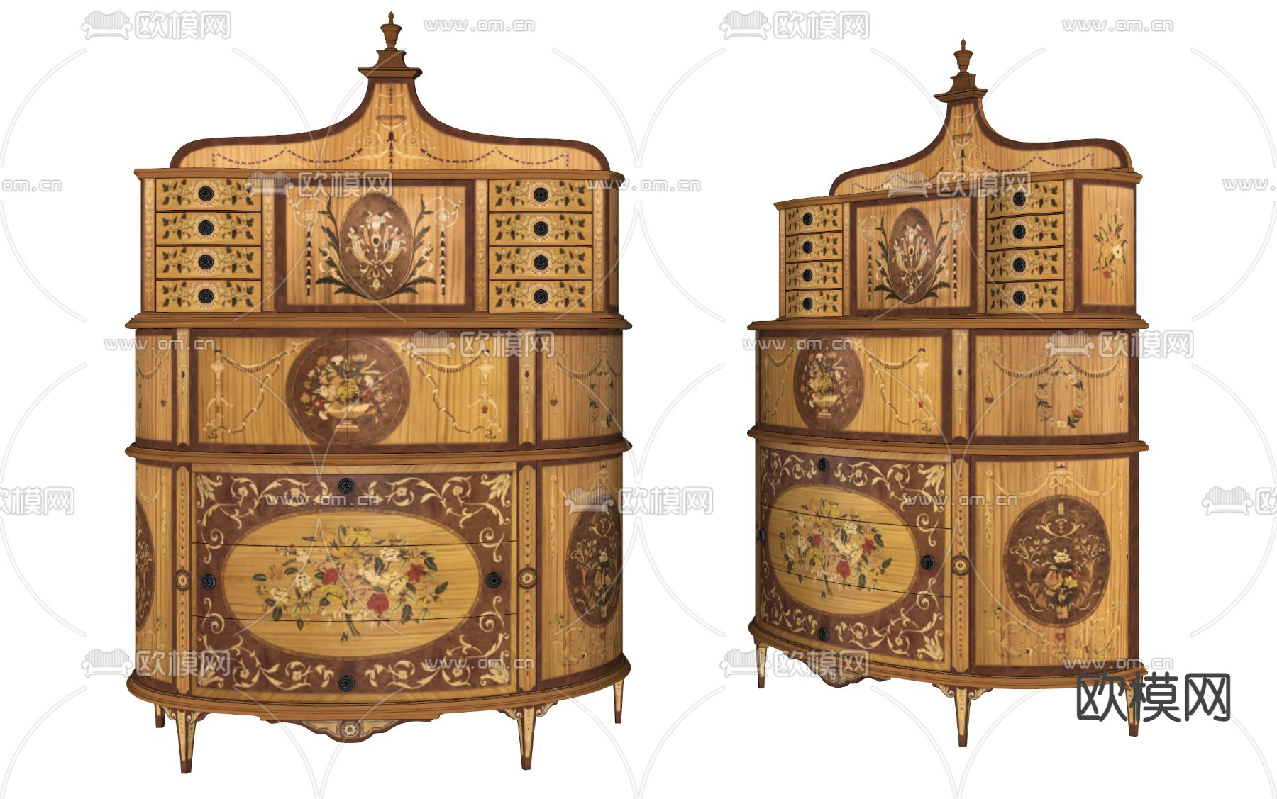欧式古典边柜su模型下载（渲染图2）