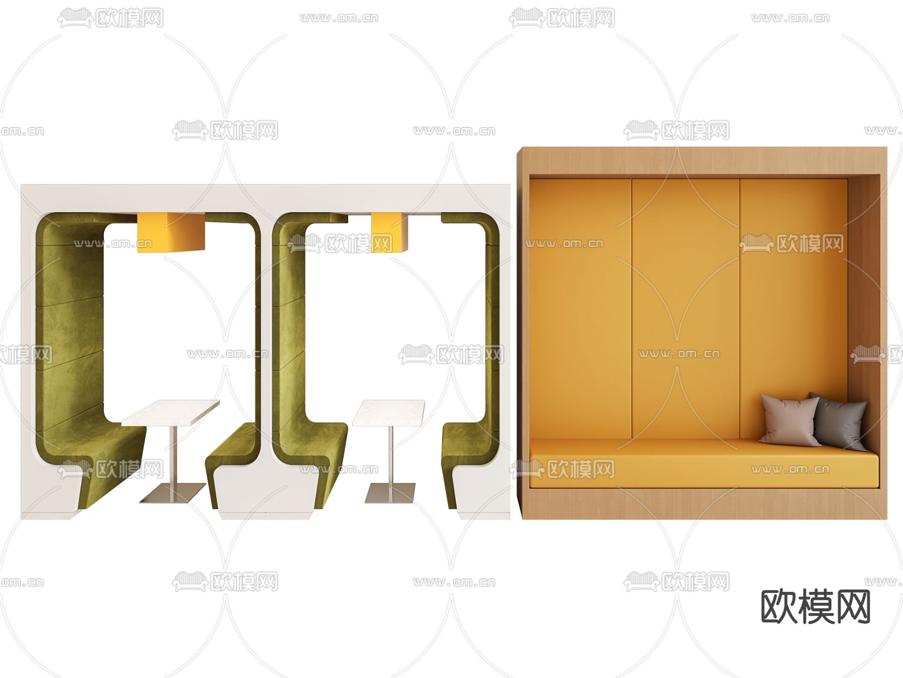 卡座沙发 办公沙发su模型下载（渲染图1）