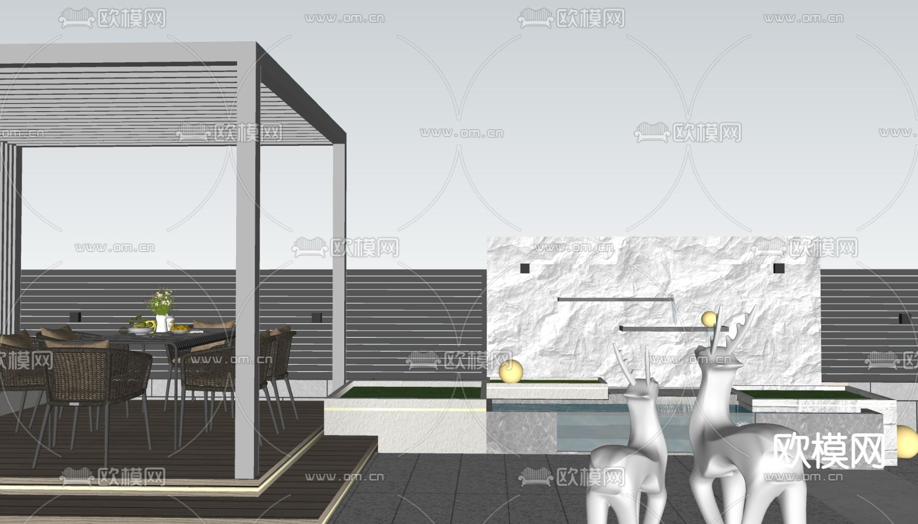 现代花园su模型下载（渲染图4）
