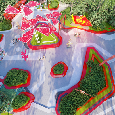  党建文化广场su模型 