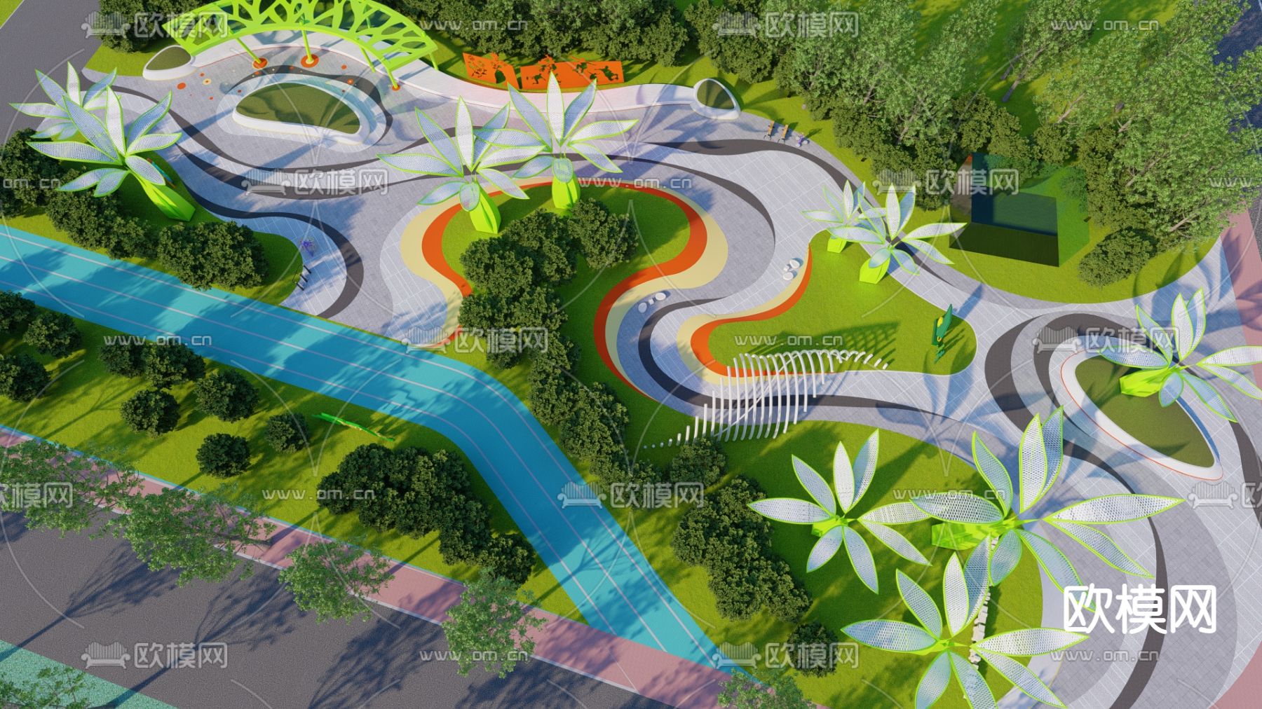 口袋公园su模型下载（渲染图1）