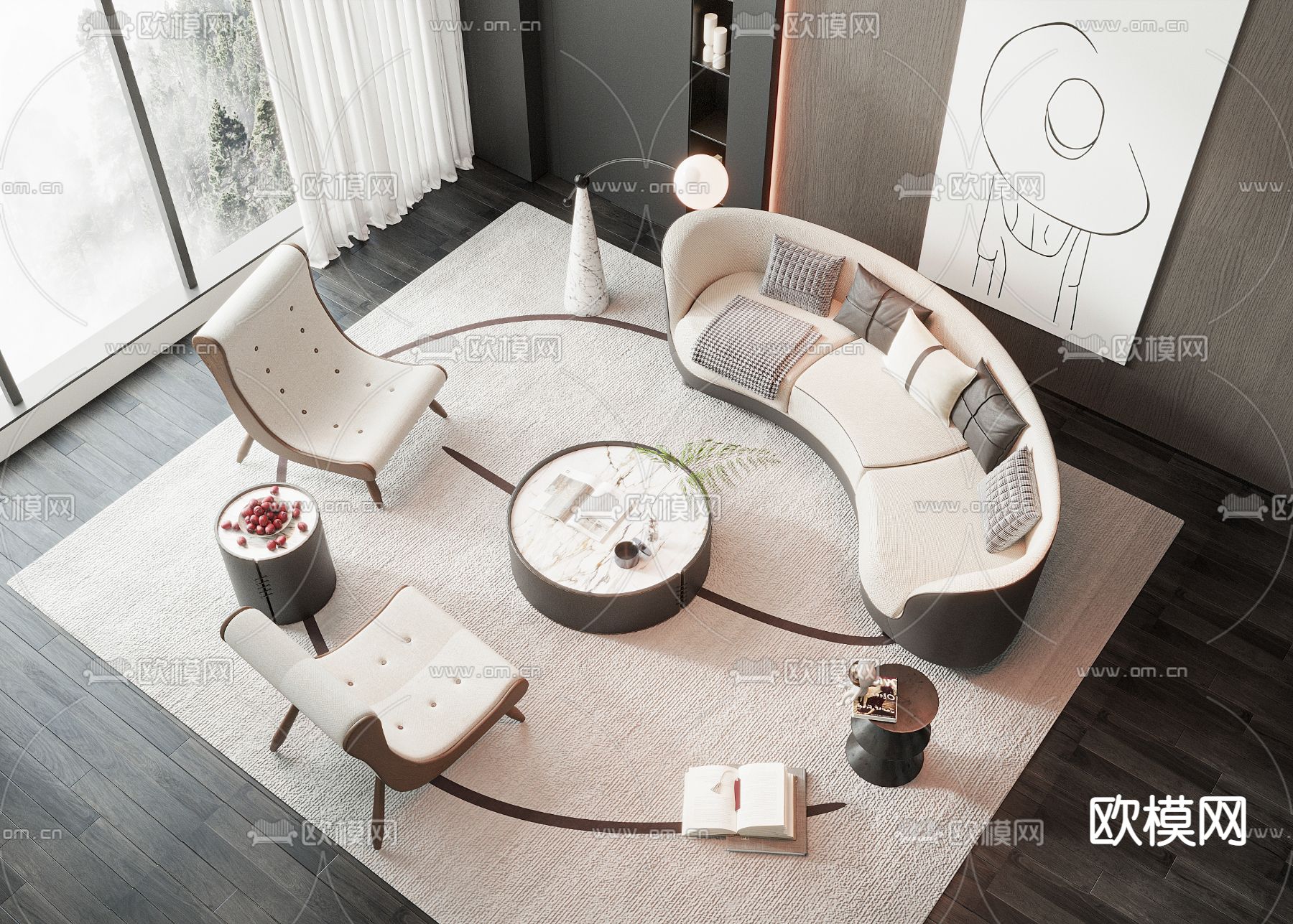 现代组合沙发3d模型下载