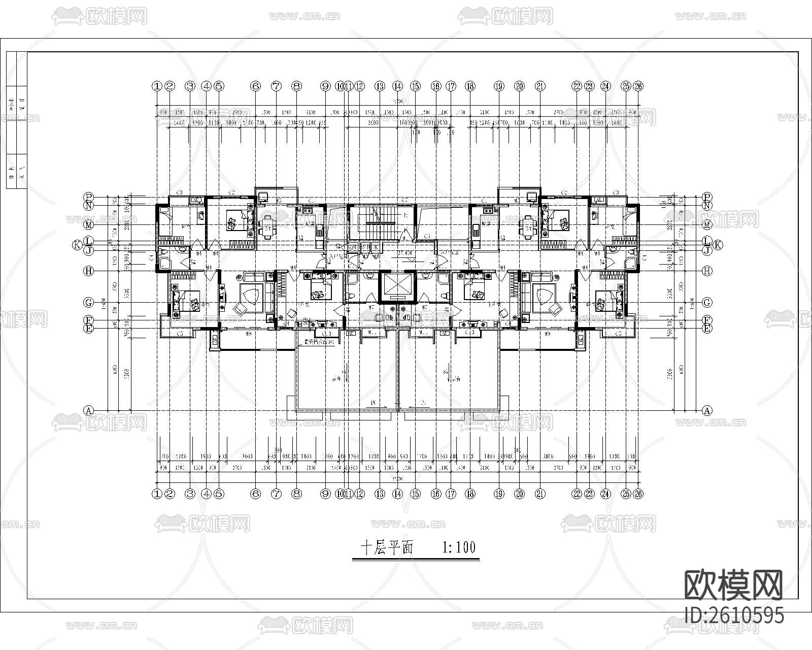 凤凰花园小高层CAD施工图下载（渲染图8）