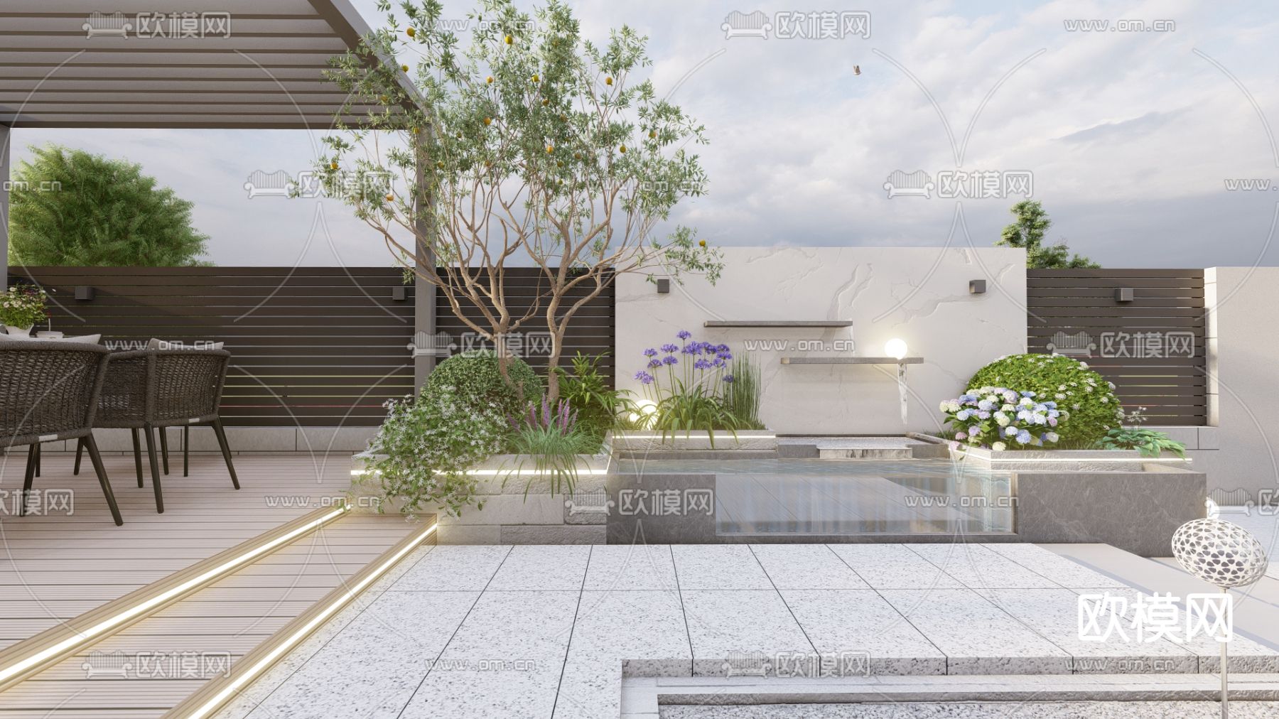现代花园su模型下载（渲染图2）