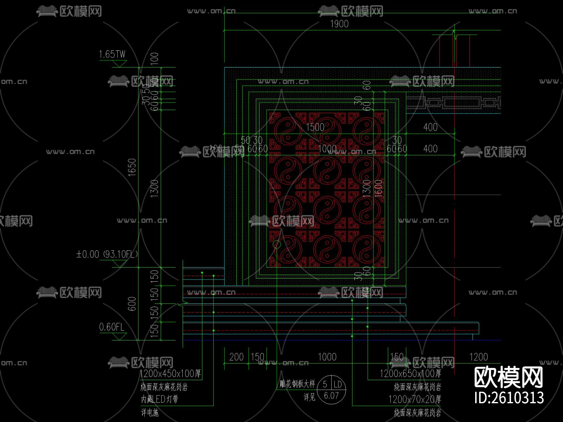 新中式廊架CAD施工图下载（渲染图4）