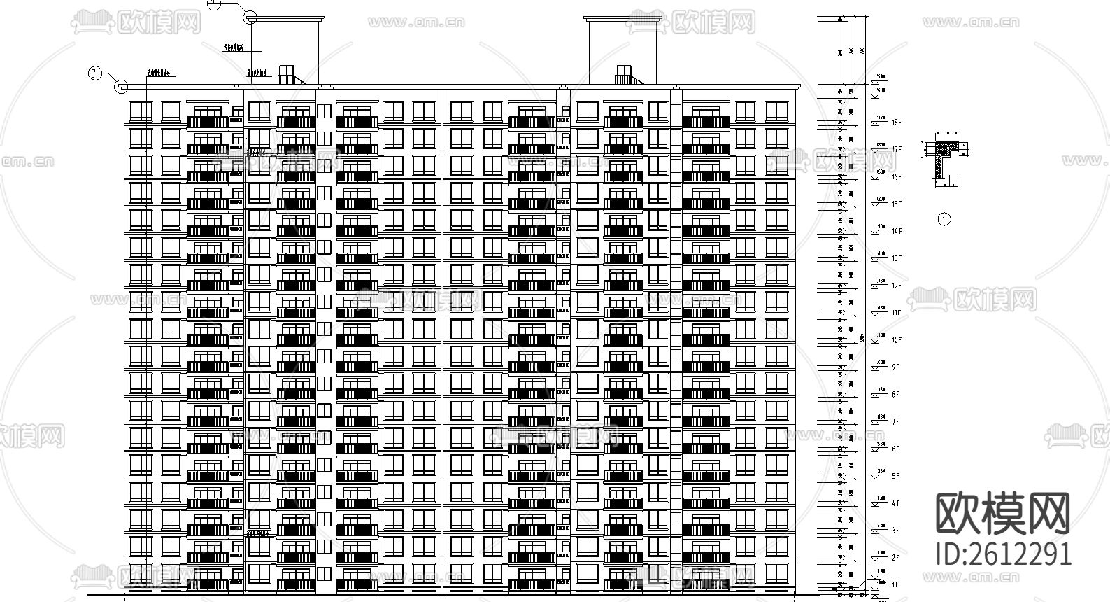 学校住宅楼建筑cad施工图下载（渲染图3）