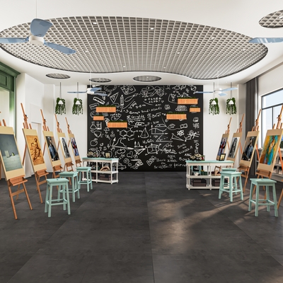  现代美术教室su模型 