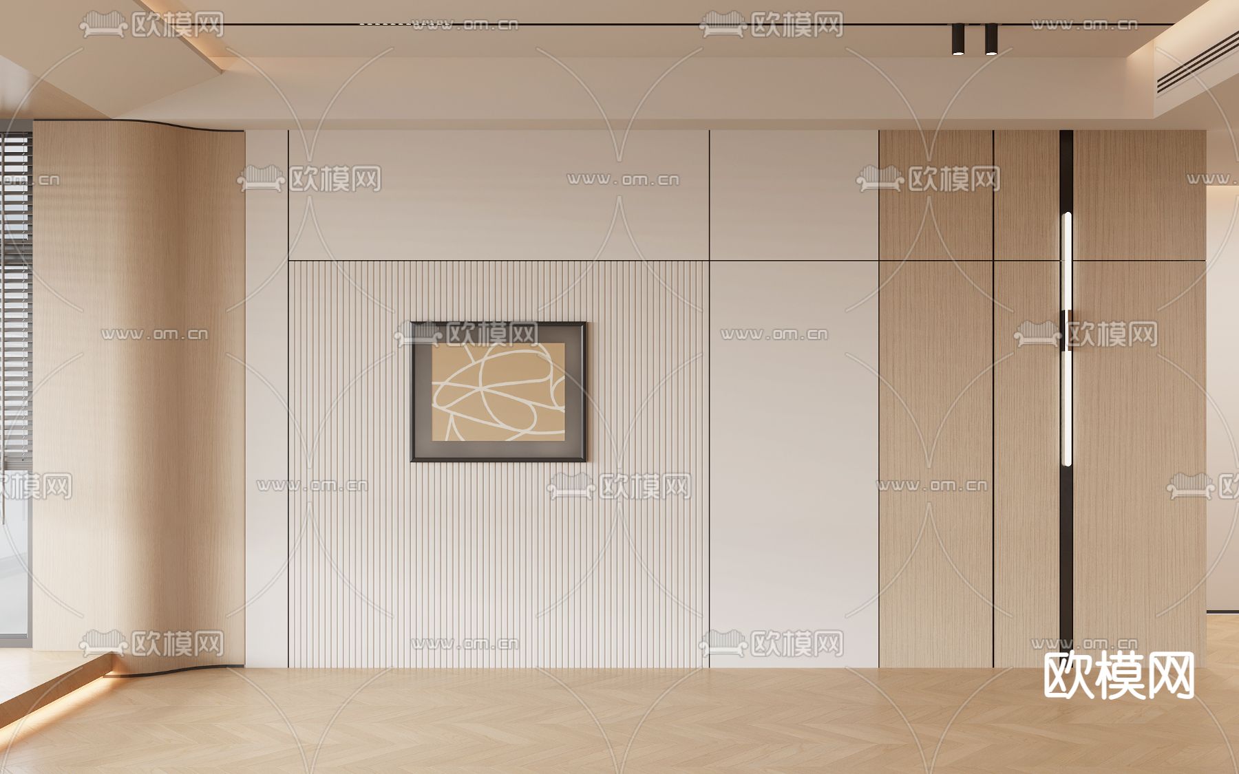现代背景墙3d模型下载_ID14059214_3dmax免费模型-欧模网