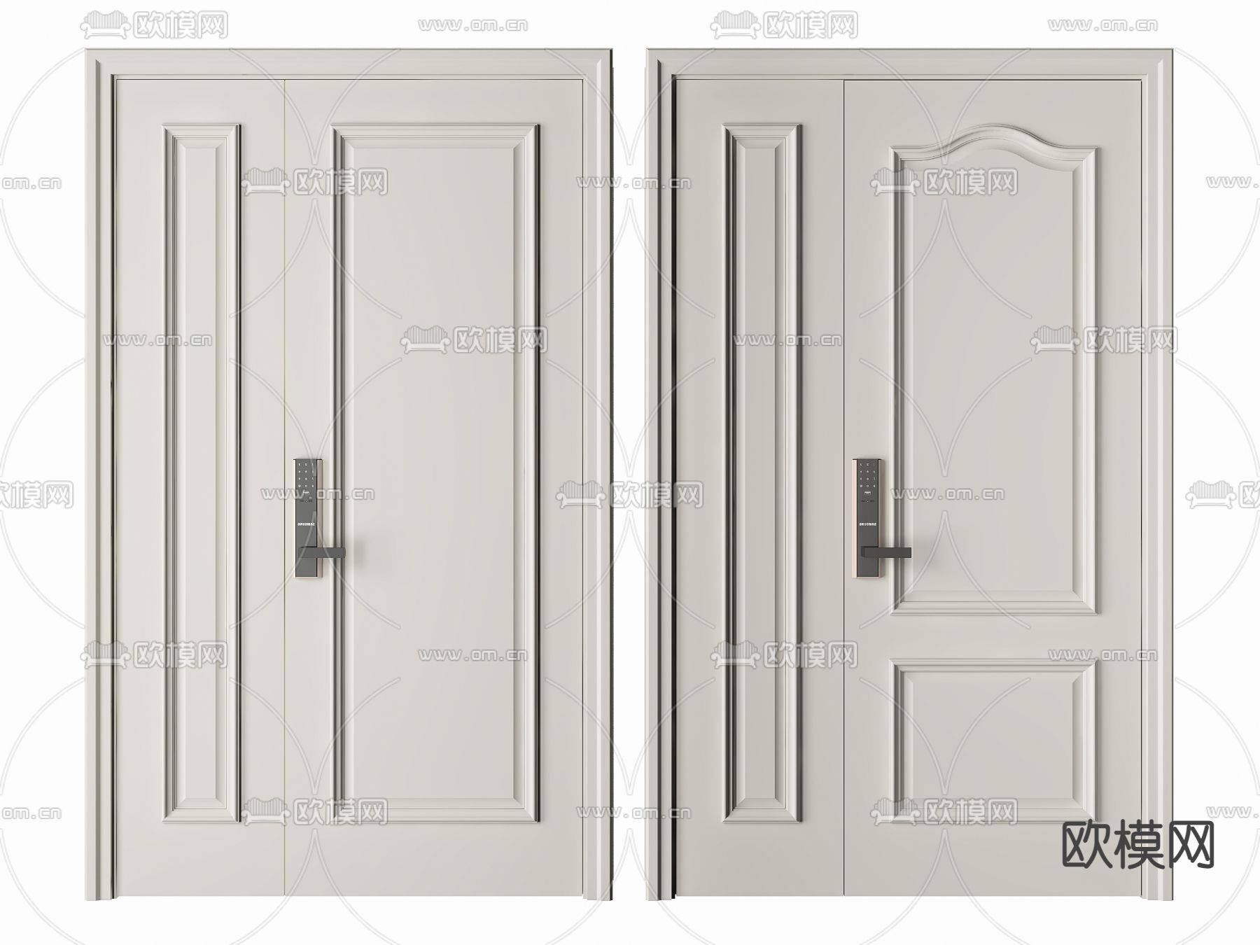 美式子母门 密码门 入户大门3d模型下载