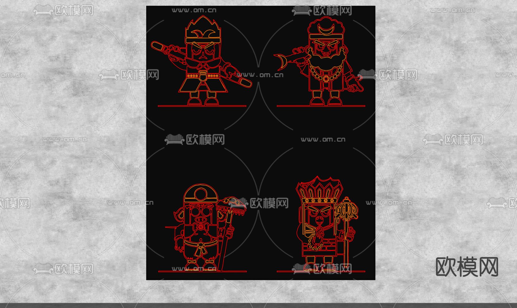 霓虹灯 国潮灯 装饰灯su模型下载（渲染图2）