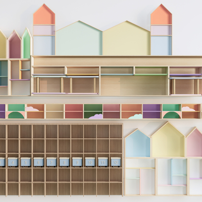  儿童书柜 储物柜su模型 