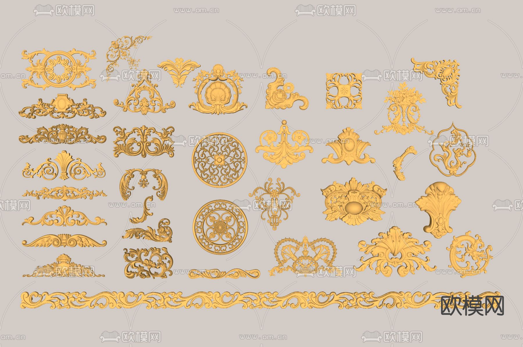简欧雕花 角花 贴花su模型下载（渲染图2）