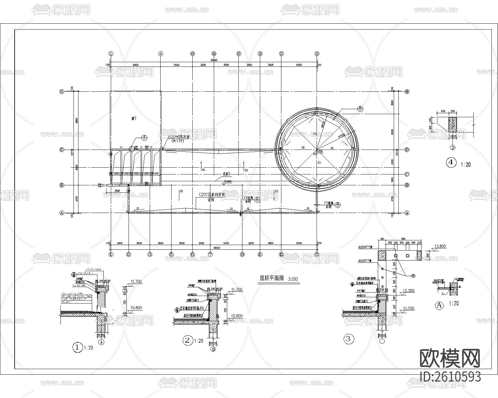会所建筑CAD施工图下载（渲染图6）