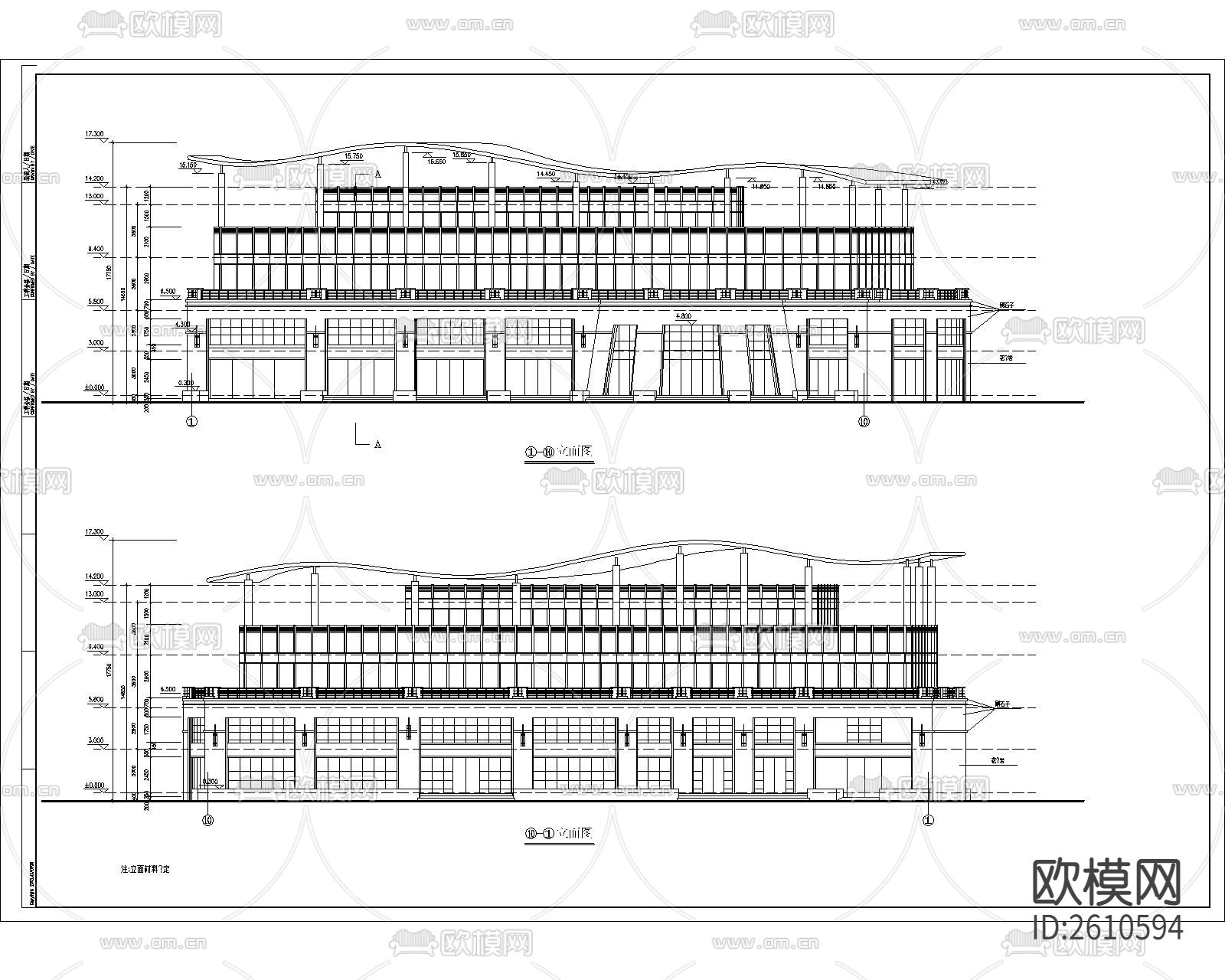 会所建筑CAD施工图下载（渲染图4）