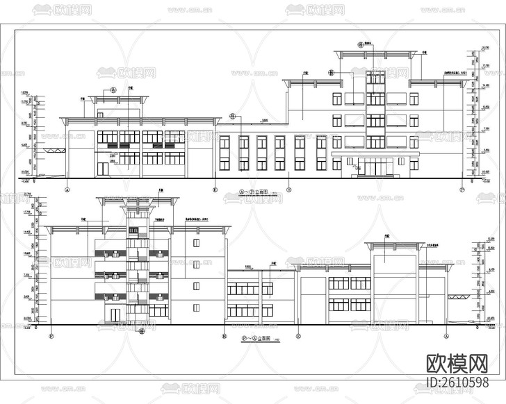 多層宿舍樓建筑CAD施工圖下載(渲染圖3)
