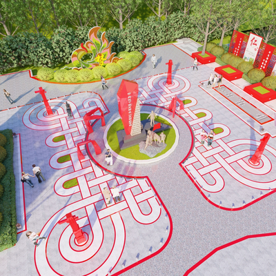  党建文化广场su模型 