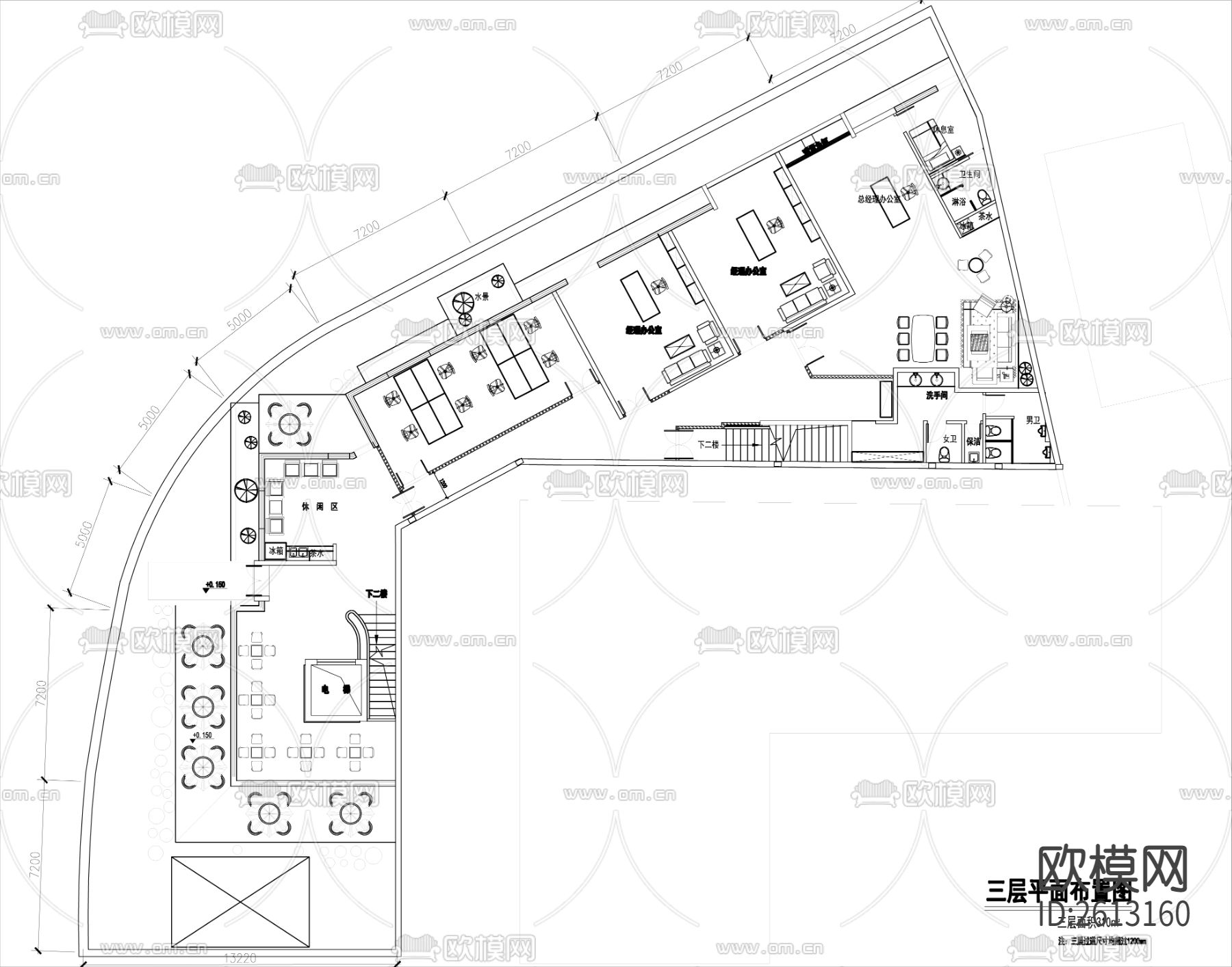 办公楼CAD施工图下载（渲染图4）