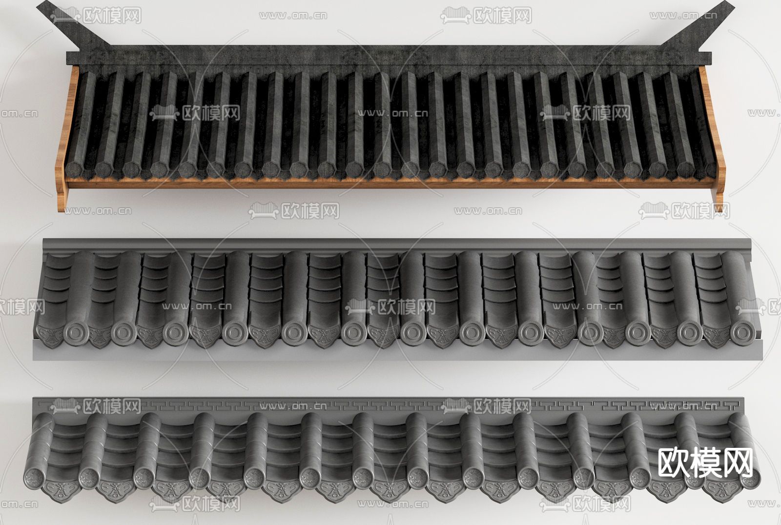 中式屋檐 屋顶 瓦片3d模型下载