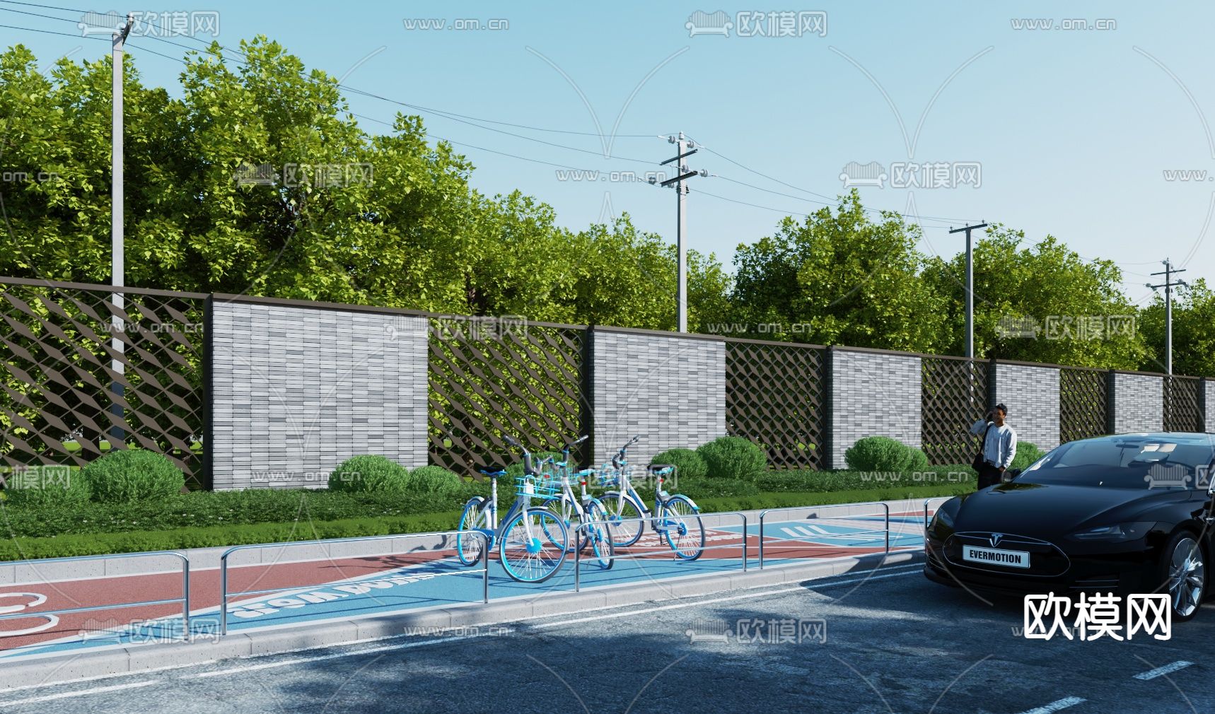 围墙 护栏 围栏3d模型下载