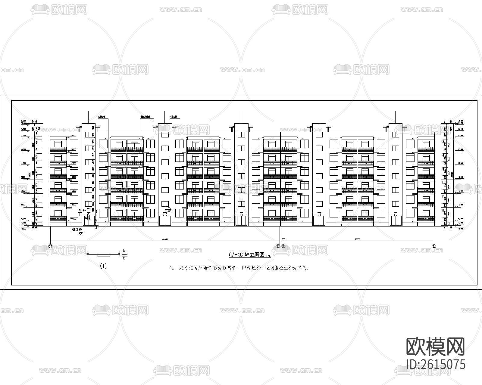 小区多层住宅建cad施工图下载（渲染图4）