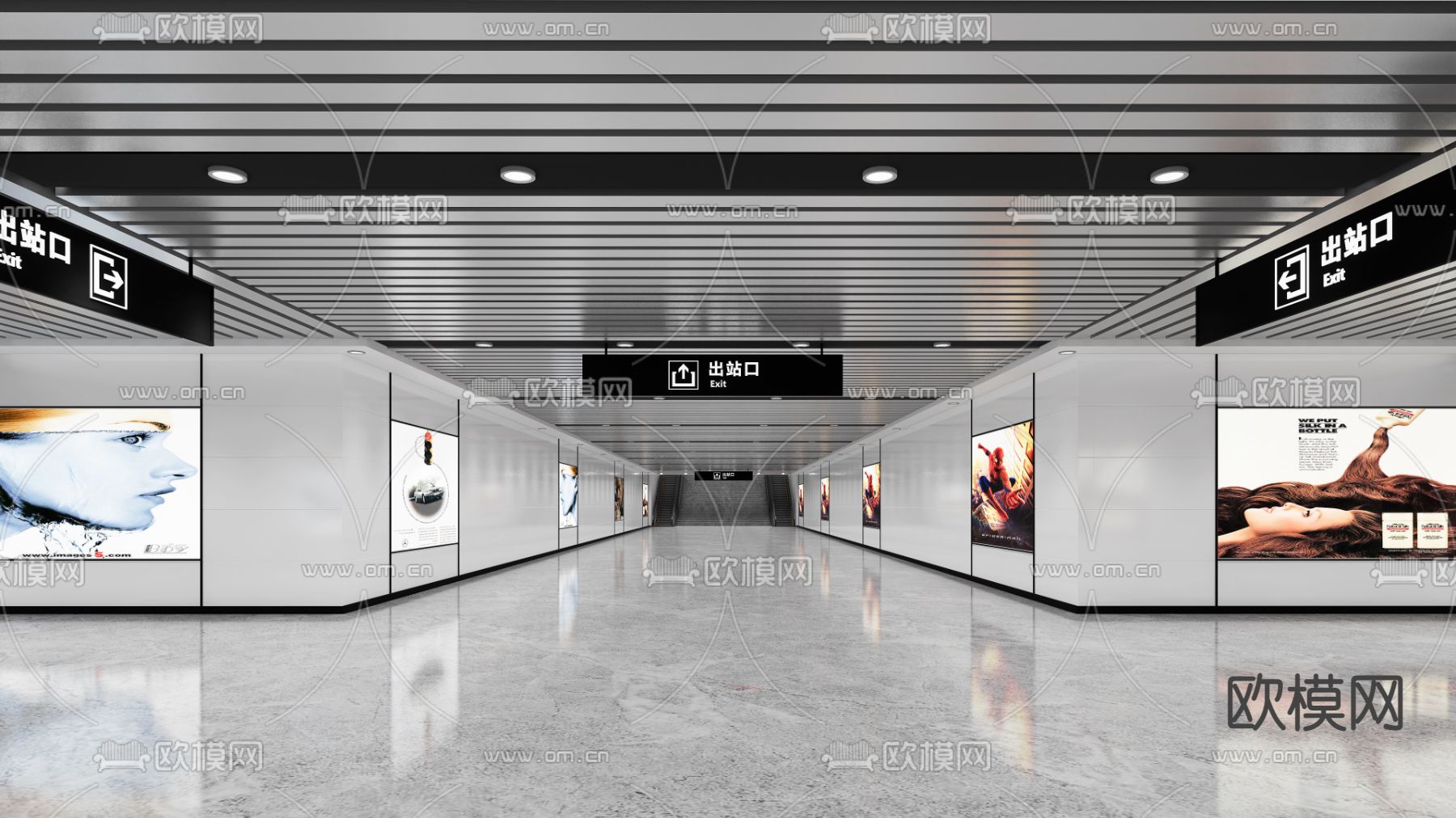 地铁站 地下通道3d模型下载