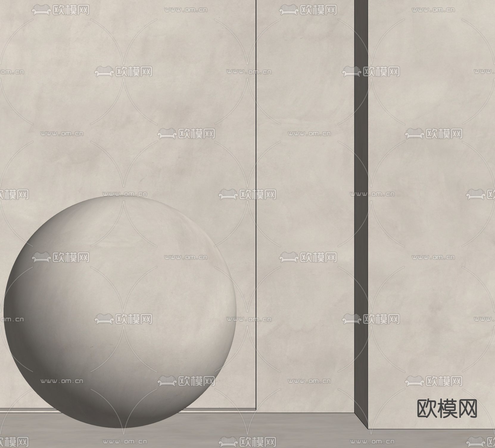 微水泥 墙面漆su模型下载（渲染图2）