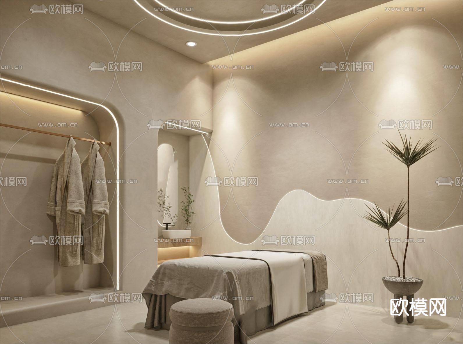 侘寂风SPA馆 护理房su模型下载（渲染图1）