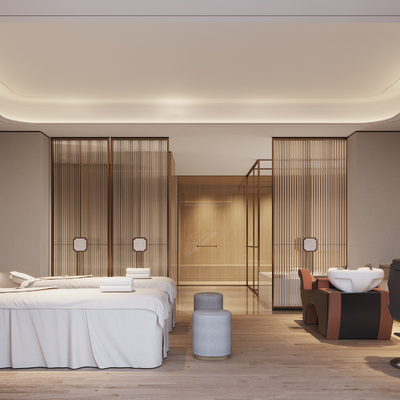  新中式SPA馆 护理房su模型 