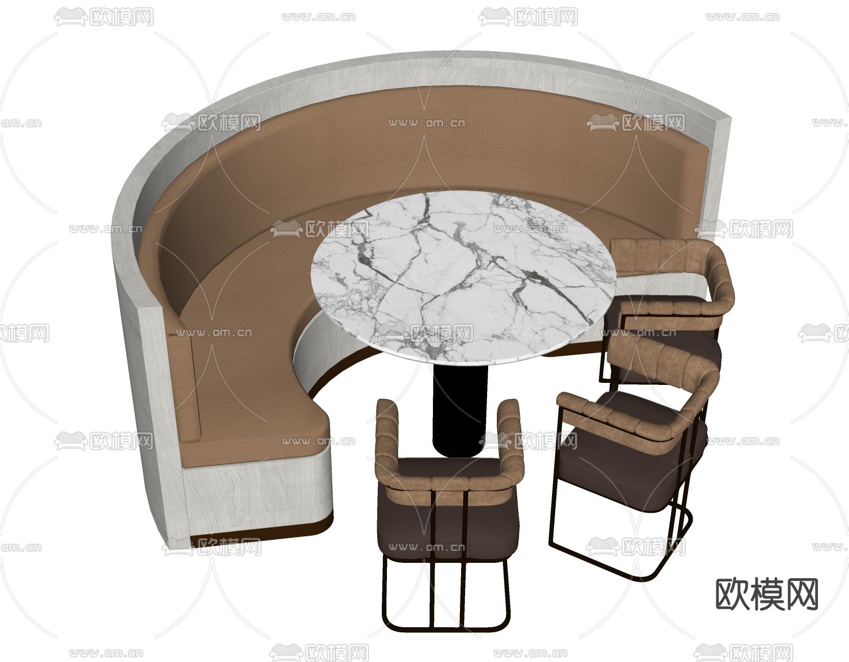 卡座沙发 洽谈沙发su模型下载（渲染图2）