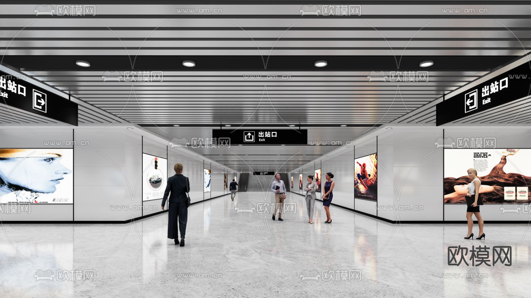 现代地铁站su模型下载（渲染图1）