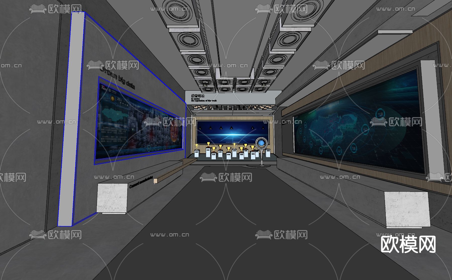 现代科技展厅su模型下载（渲染图2）