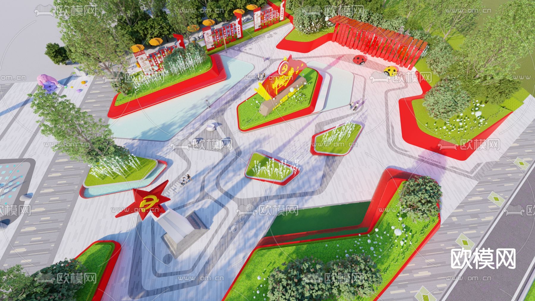 党建文化广场su模型