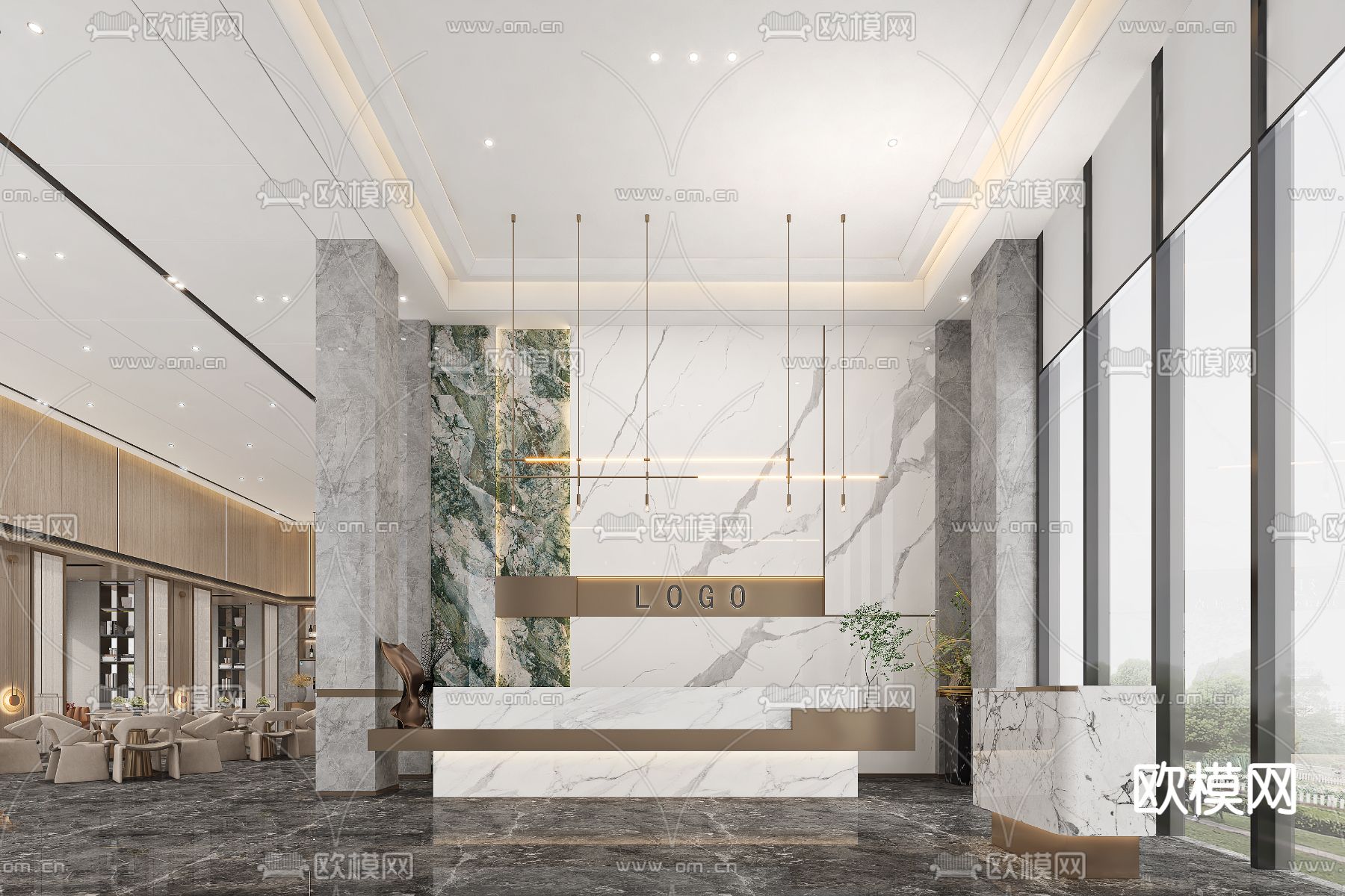 售楼处前台 接待台3d模型下载